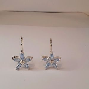Avon Sterling Silver Flower Earrings Blue Pierced 2005